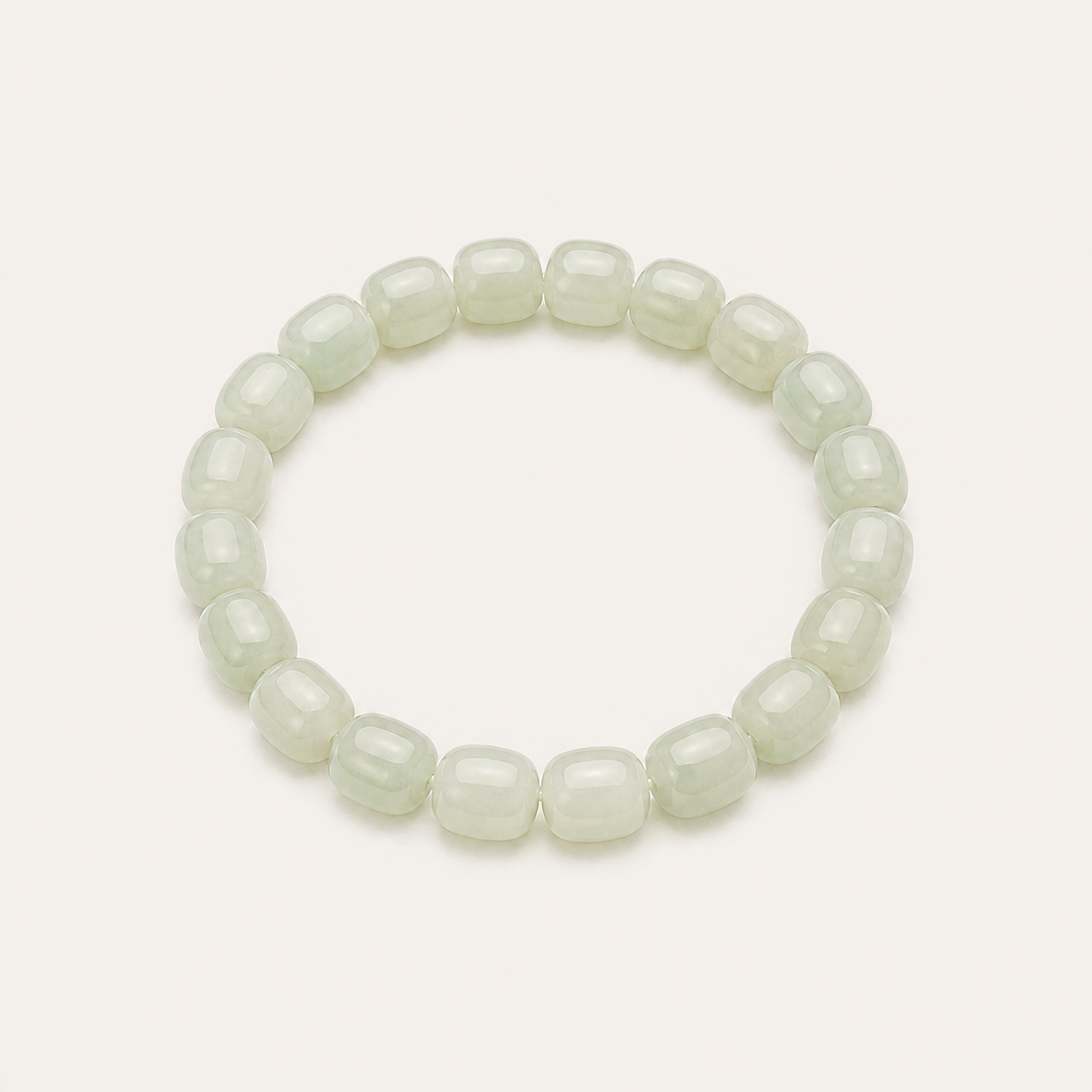 Celadon Rounded Square Bead Bracelet | 青白玉方糖珠手链