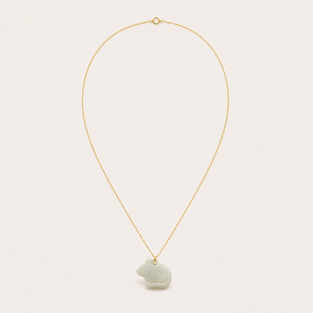 Rat Jade Pendant Necklace | 鼠生肖玉石吊墜項鏈