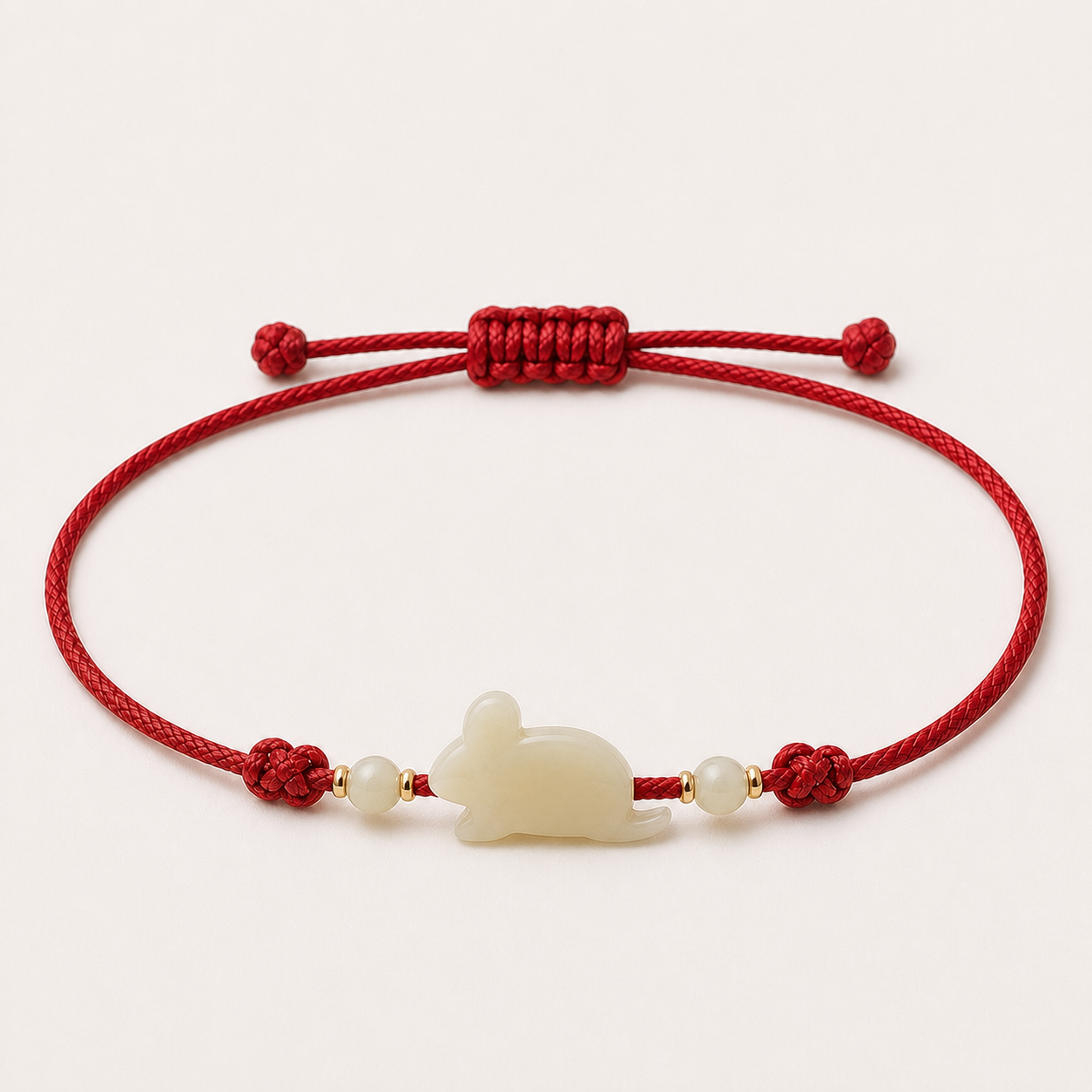 Rat Jade Red Cord Bracelet | 鼠生肖玉石红绳手链
