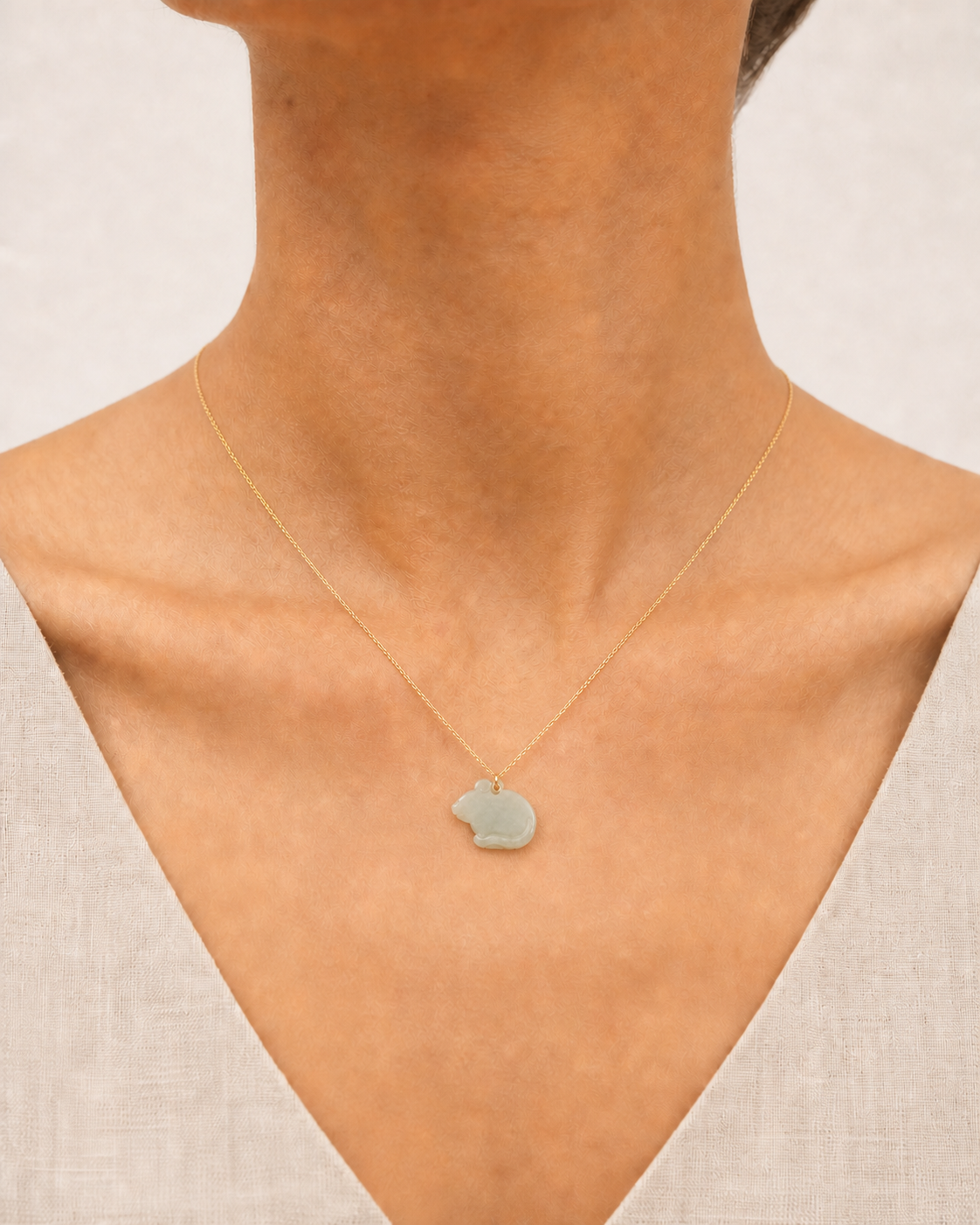 Rat Jade Pendant Necklace | 鼠生肖玉石吊墜項鏈