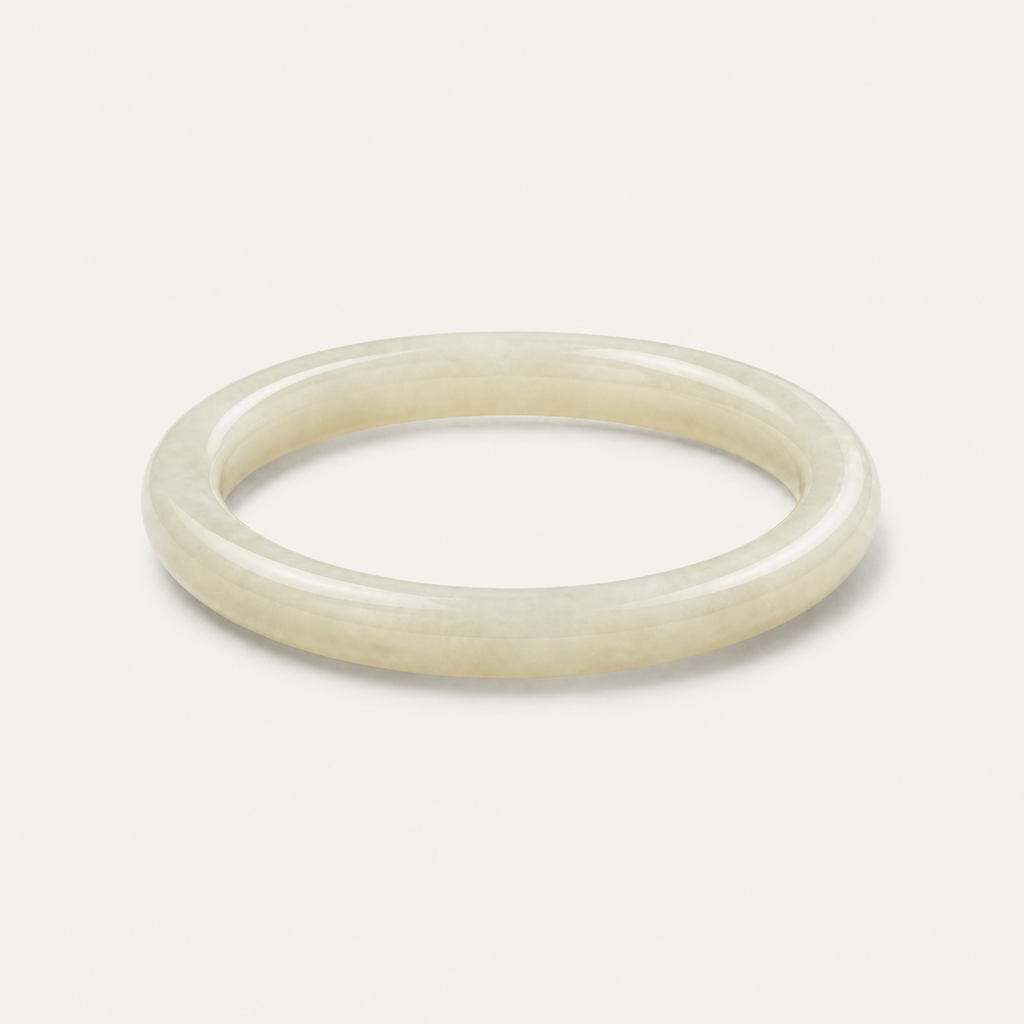 Creamy White Jade Thin Bangle