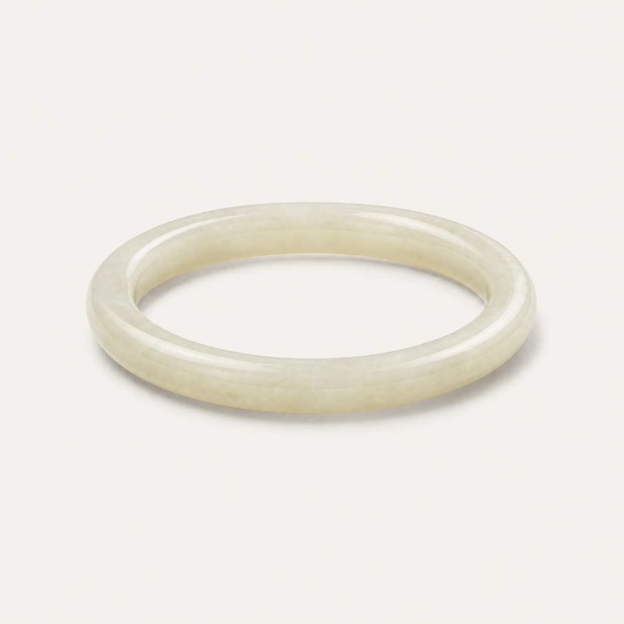 Creamy White Jade Thin Bangle | 奶白玉细圆手镯