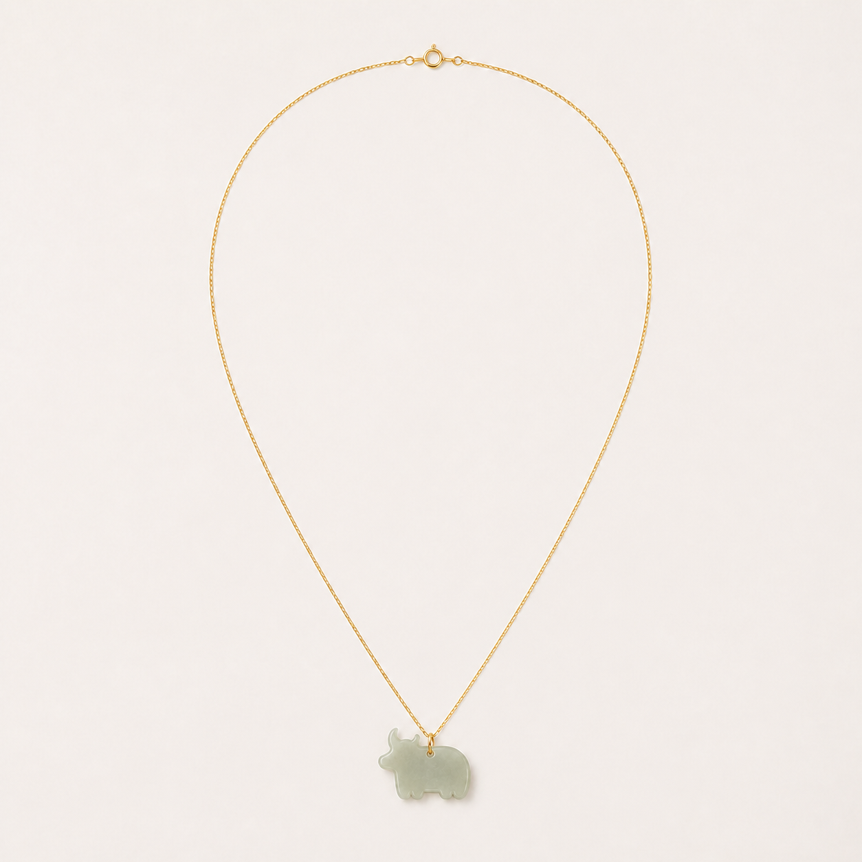 Ox Jade Pendant Necklace | 牛生肖玉石吊墜項鏈