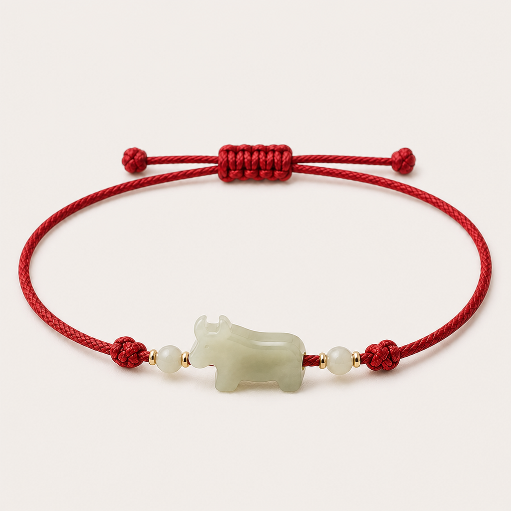 Ox Jade Red Cord Bracelet | 牛生肖玉石紅繩手鏈