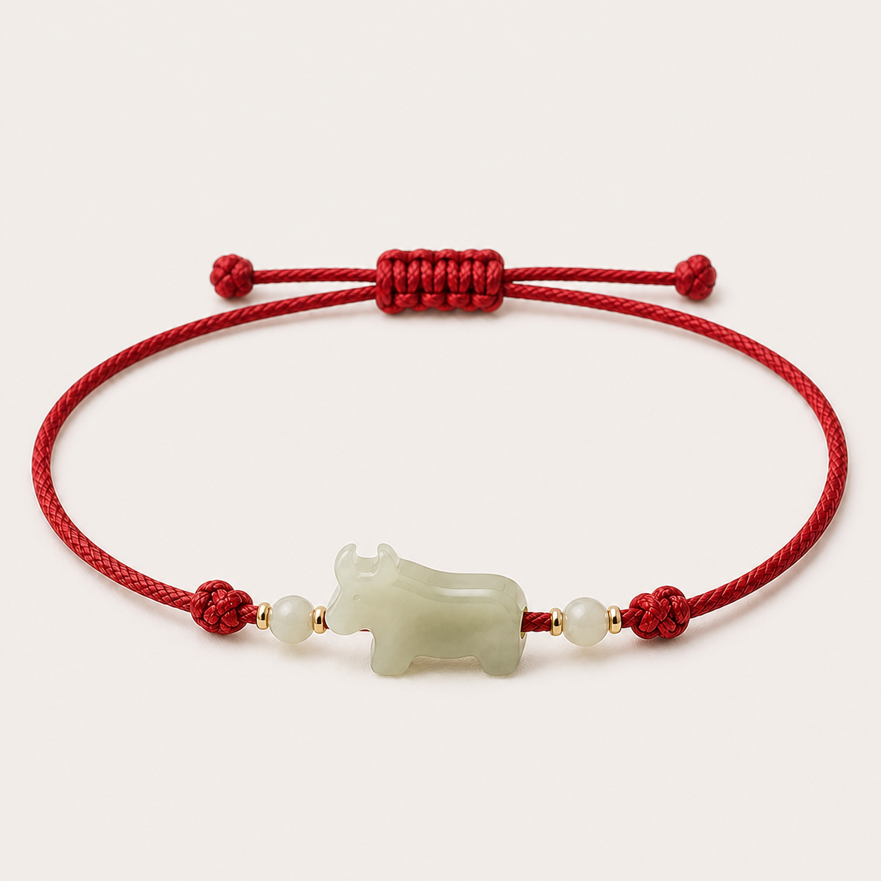 Ox Jade Red Cord Bracelet | 牛生肖玉石紅繩手鏈
