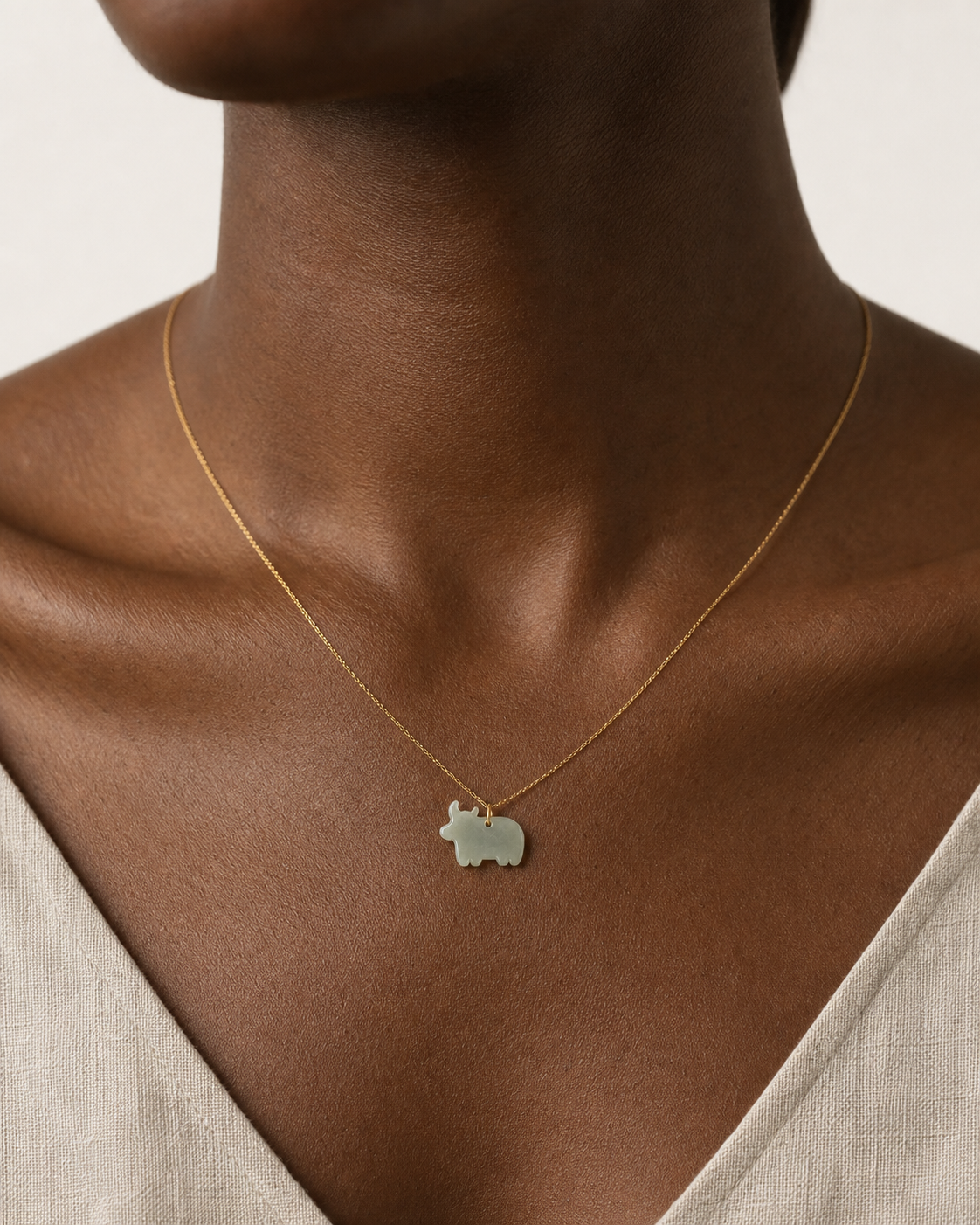 Ox Jade Pendant Necklace
