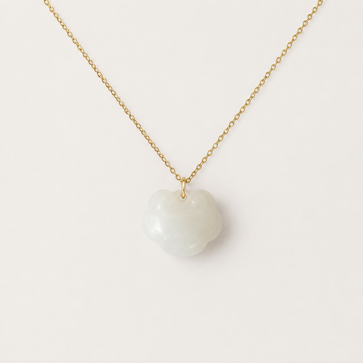 Rounded White Jade Charm Necklace