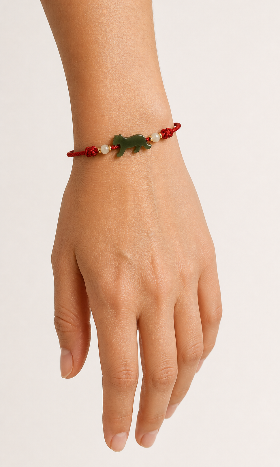 Tiger Jade Red Cord Bracelet | 虎生肖玉石紅繩手鏈