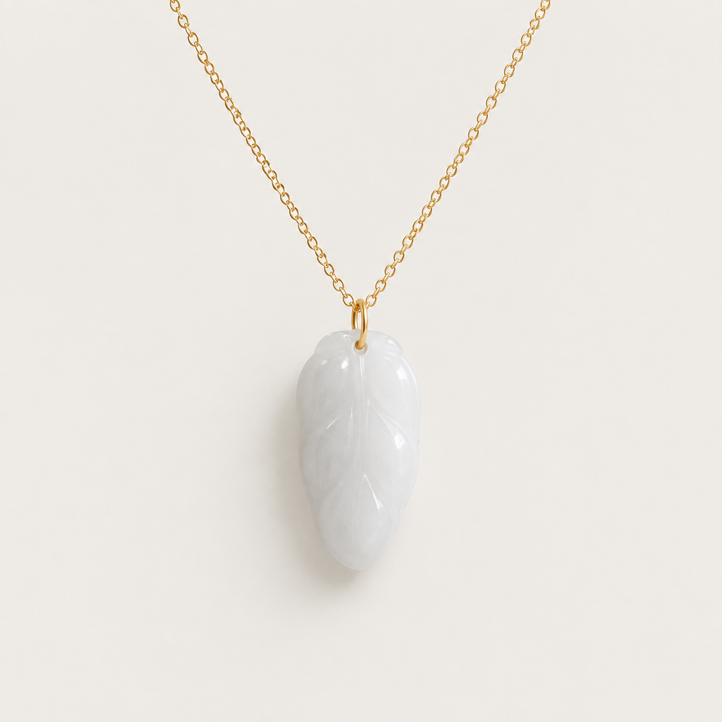 White Jade Leaf Necklace