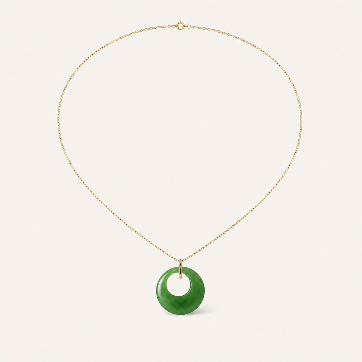 Offset Moon White Jade Necklace