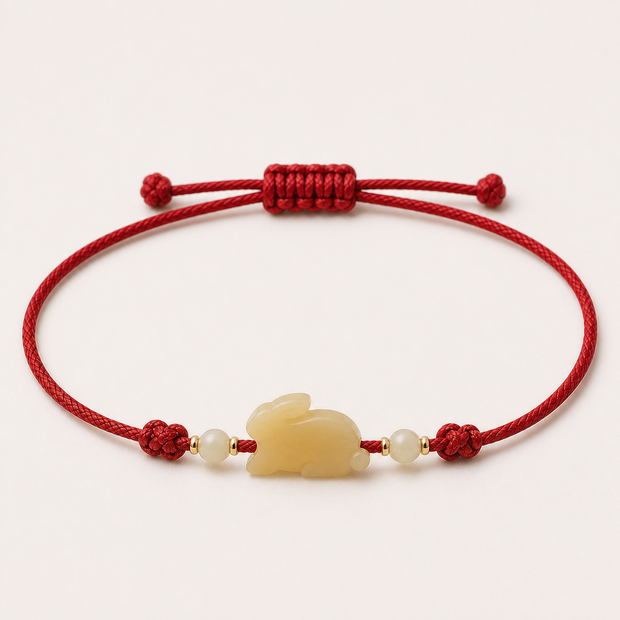 Rabbit Jade Red Cord Bracelet | 兔生肖玉石紅繩手鏈