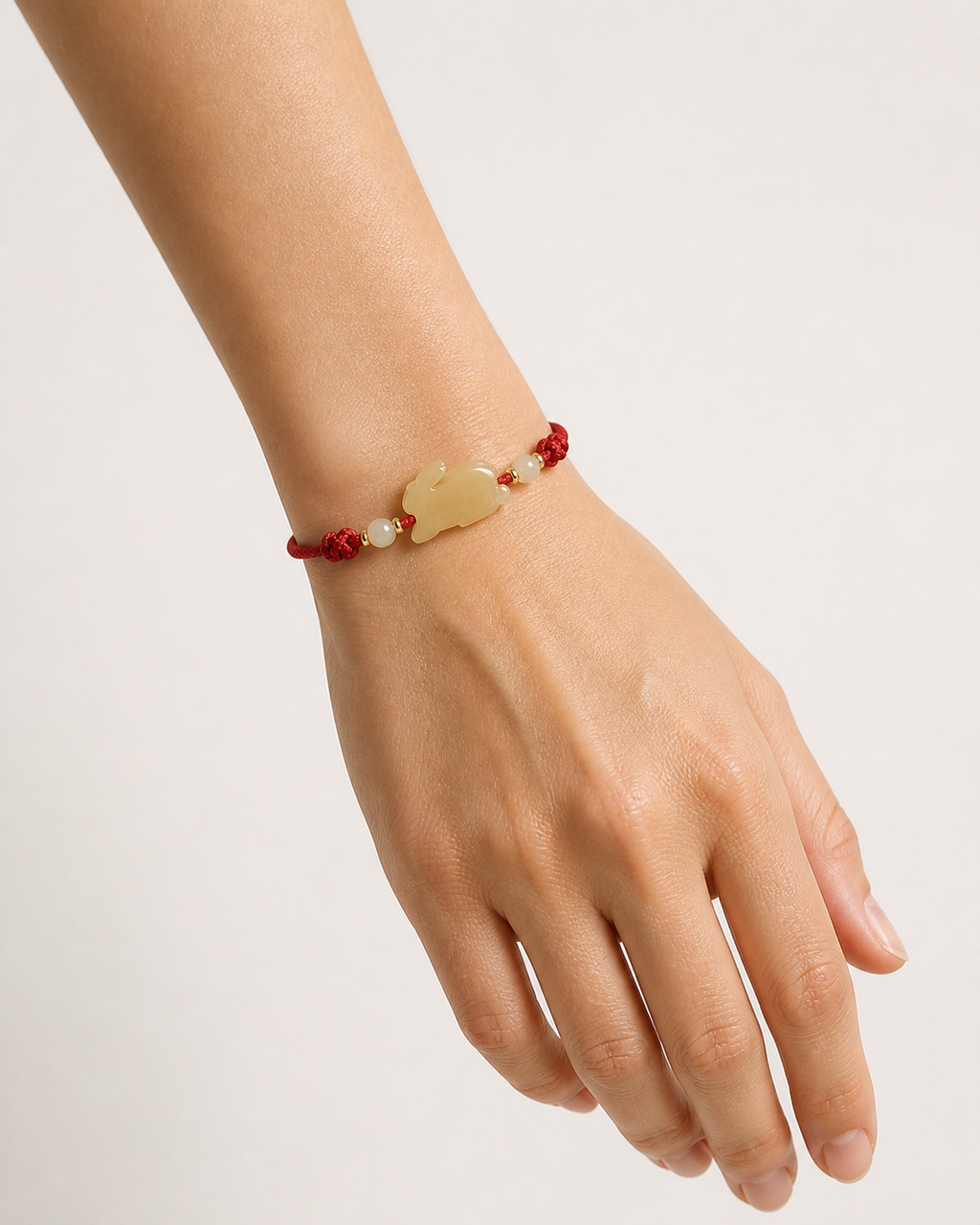 Rabbit Jade Red Cord Bracelet | 兔生肖玉石紅繩手鏈