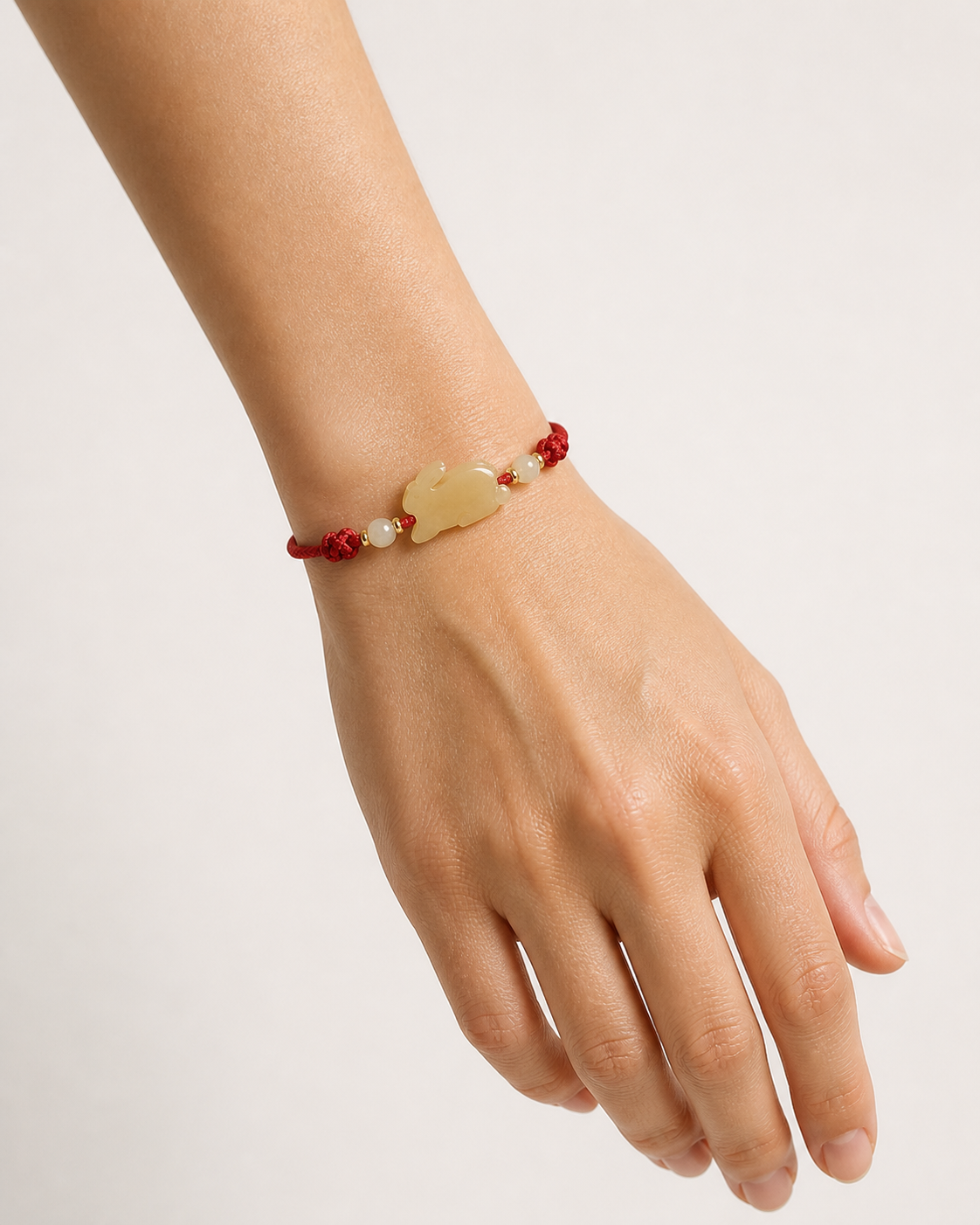 Rabbit Jade Red Cord Bracelet | 兔生肖玉石紅繩手鏈