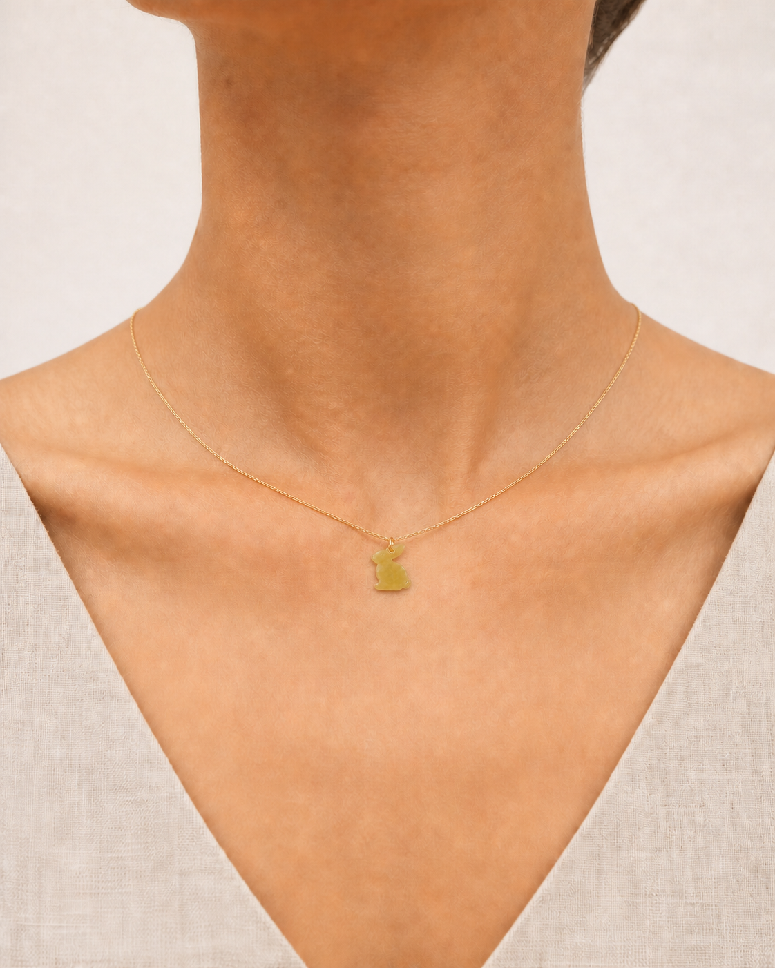 Rabbit Jade Pendant Necklace | 兔生肖玉石吊墜項鏈