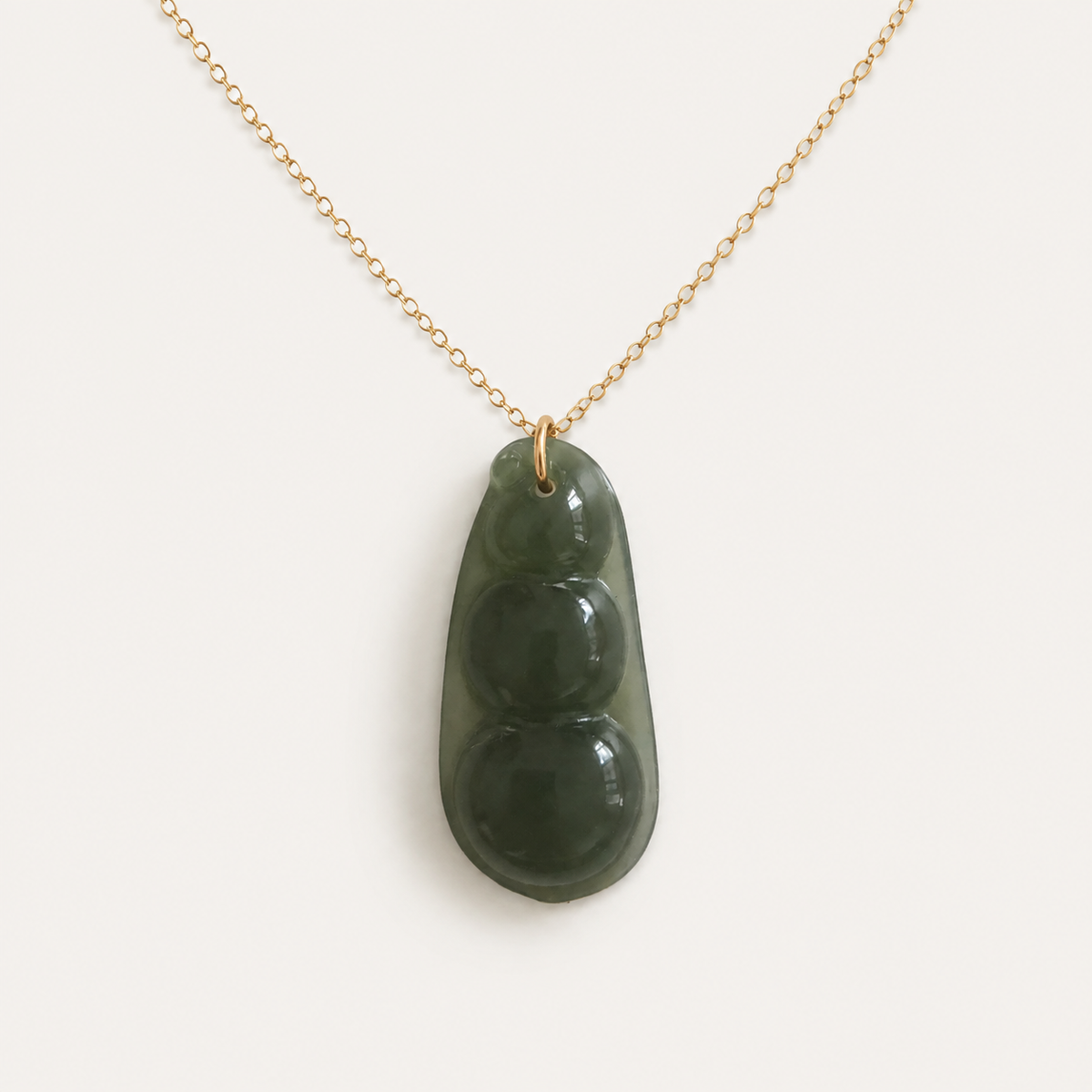 Spinach Jade Three-Pea Necklace