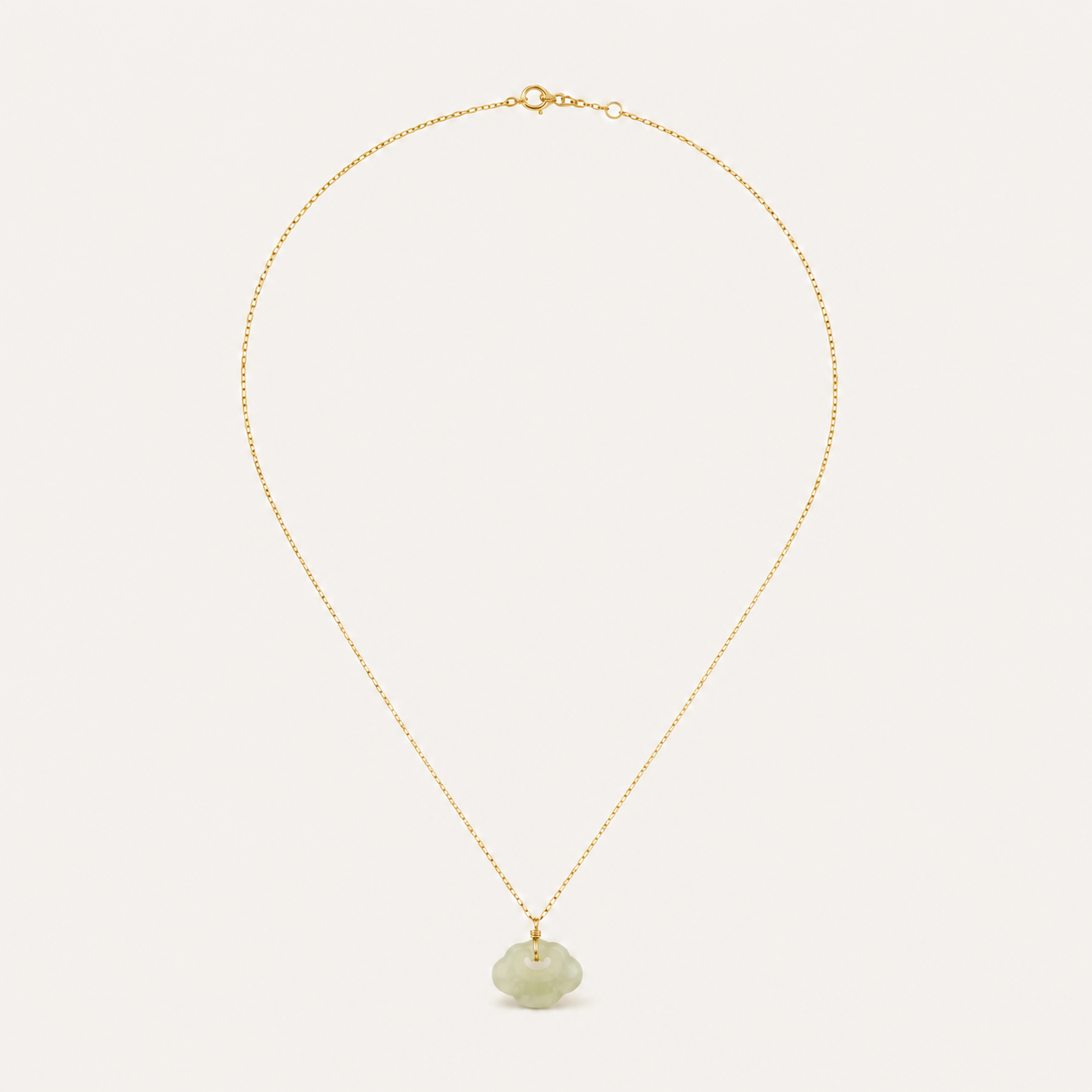 Cloud Pebble Celadon Jade Necklace | 祥云青白玉项链