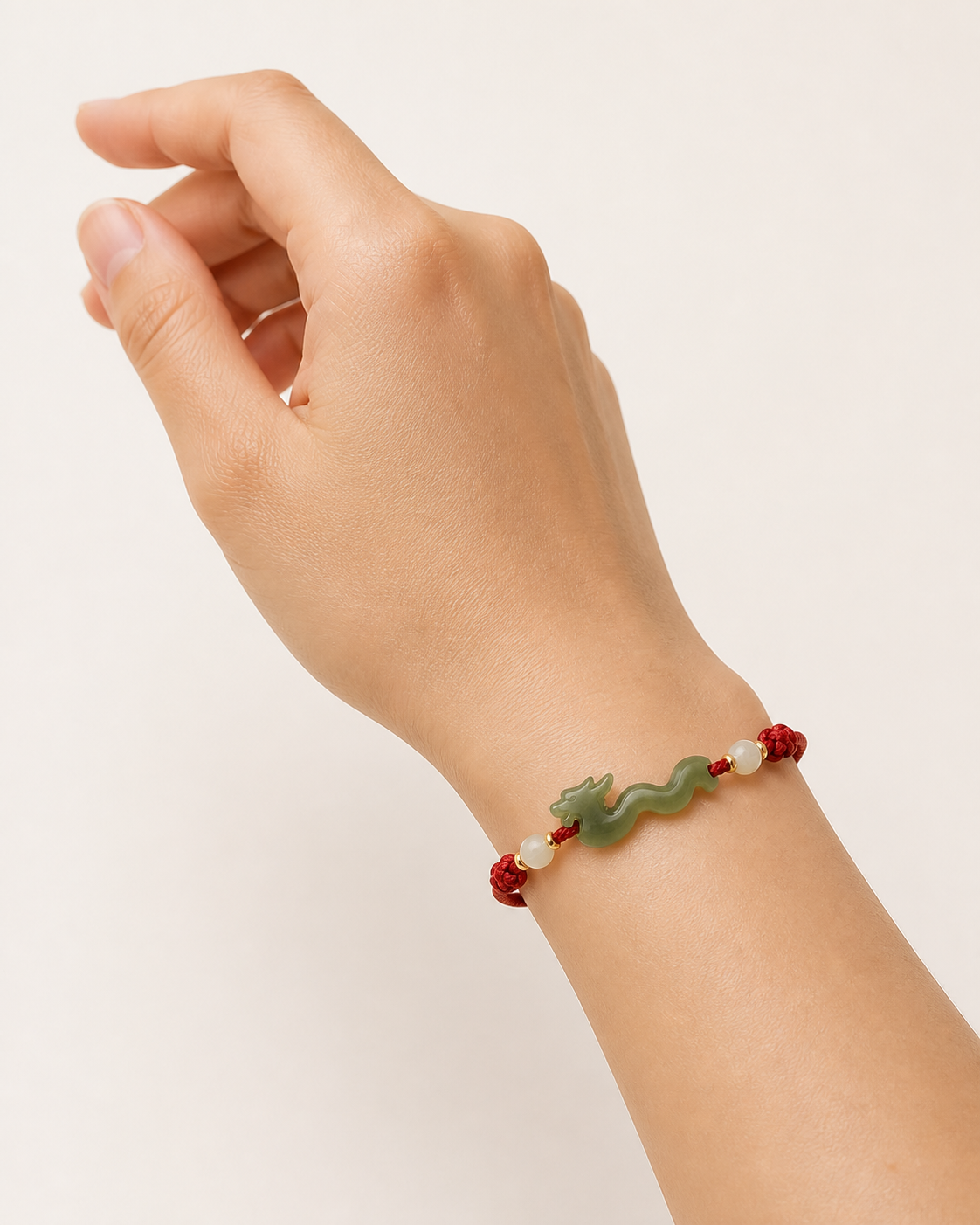 Dragon Jade Red Cord Bracelet | 龍生肖玉石紅繩手鏈