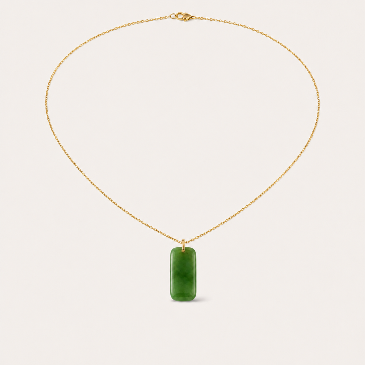 Rounded Tablet Celadon Jade Necklace