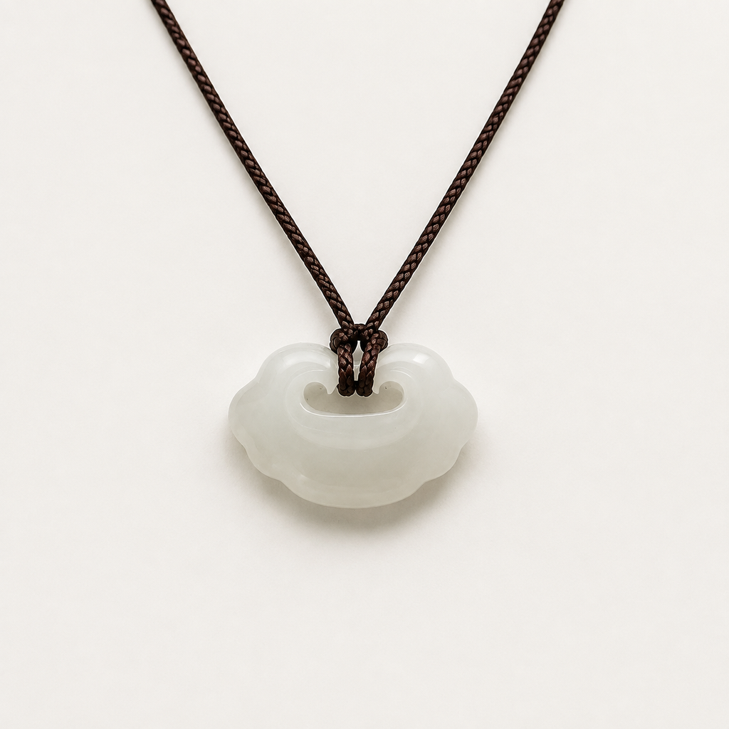 White Jade Ruyi Cloud Cord Necklace