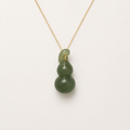 Spinach Jade Double-Gourd Necklace