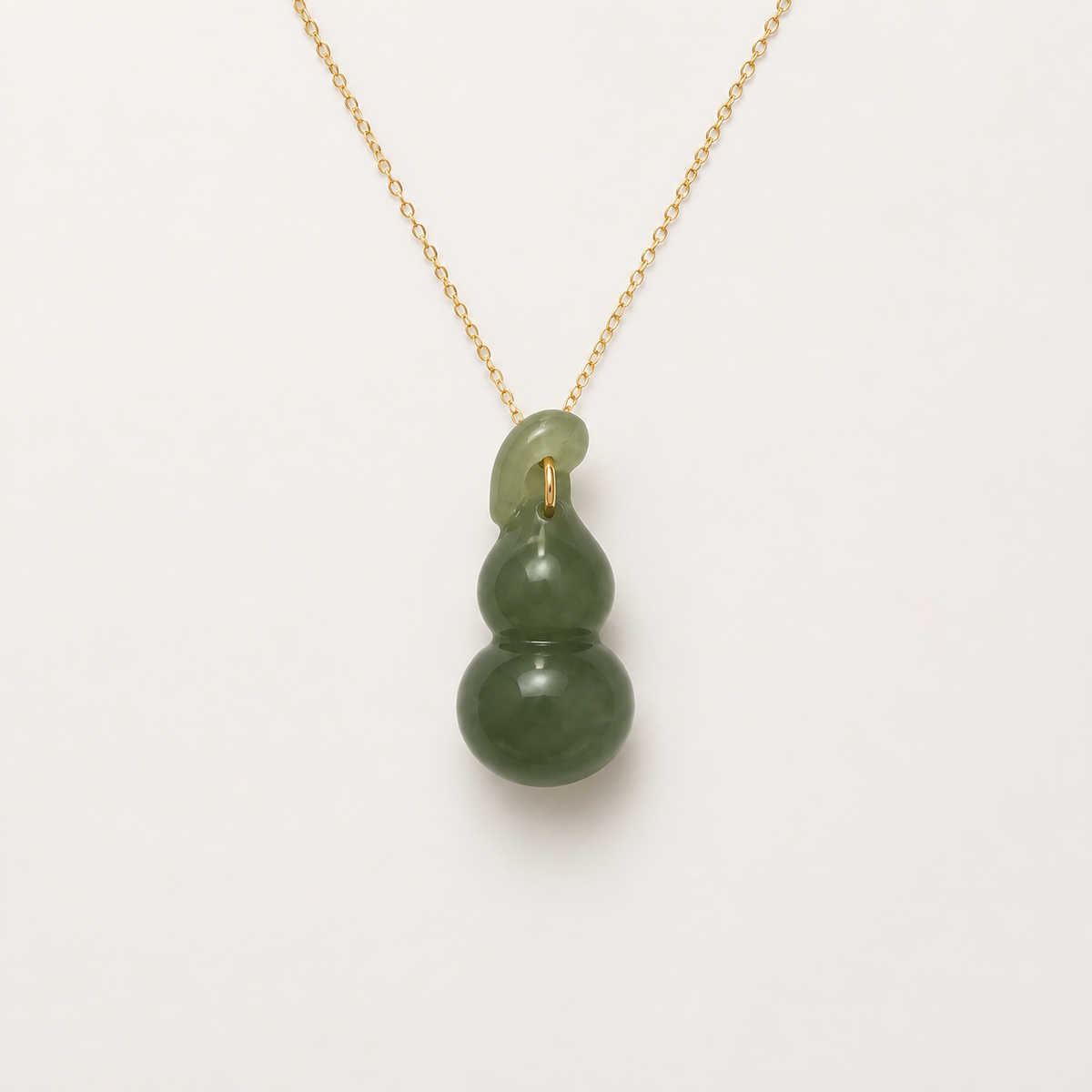 Spinach Jade Double-Gourd Necklace