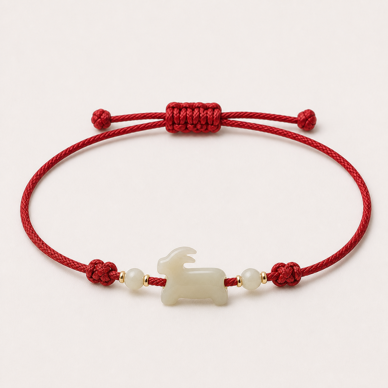 Goat Jade Red Cord Bracelet | 羊生肖玉石紅繩手鏈
