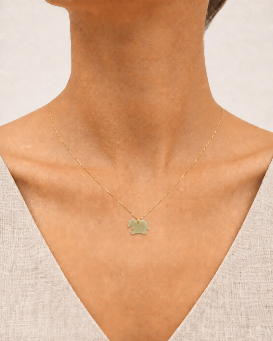 Goat Jade Pendant Necklace | 羊生肖玉石吊墜項鏈