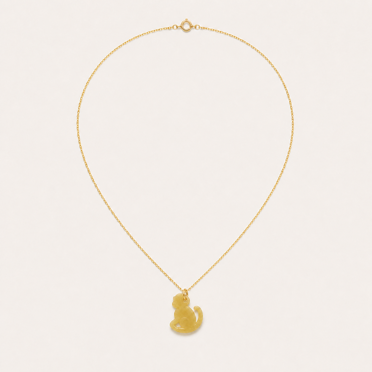 Monkey Jade Pendant Necklace | 猴生肖玉石吊墜項鏈