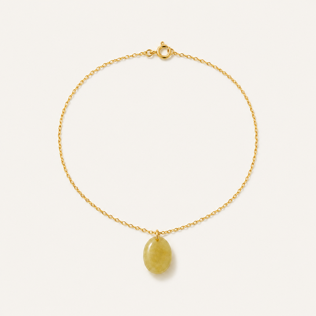 Yellow Jade Oval Charm Bracelet