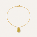 Yellow Jade Oval Charm Bracelet | 黄玉椭圆坠细链手链