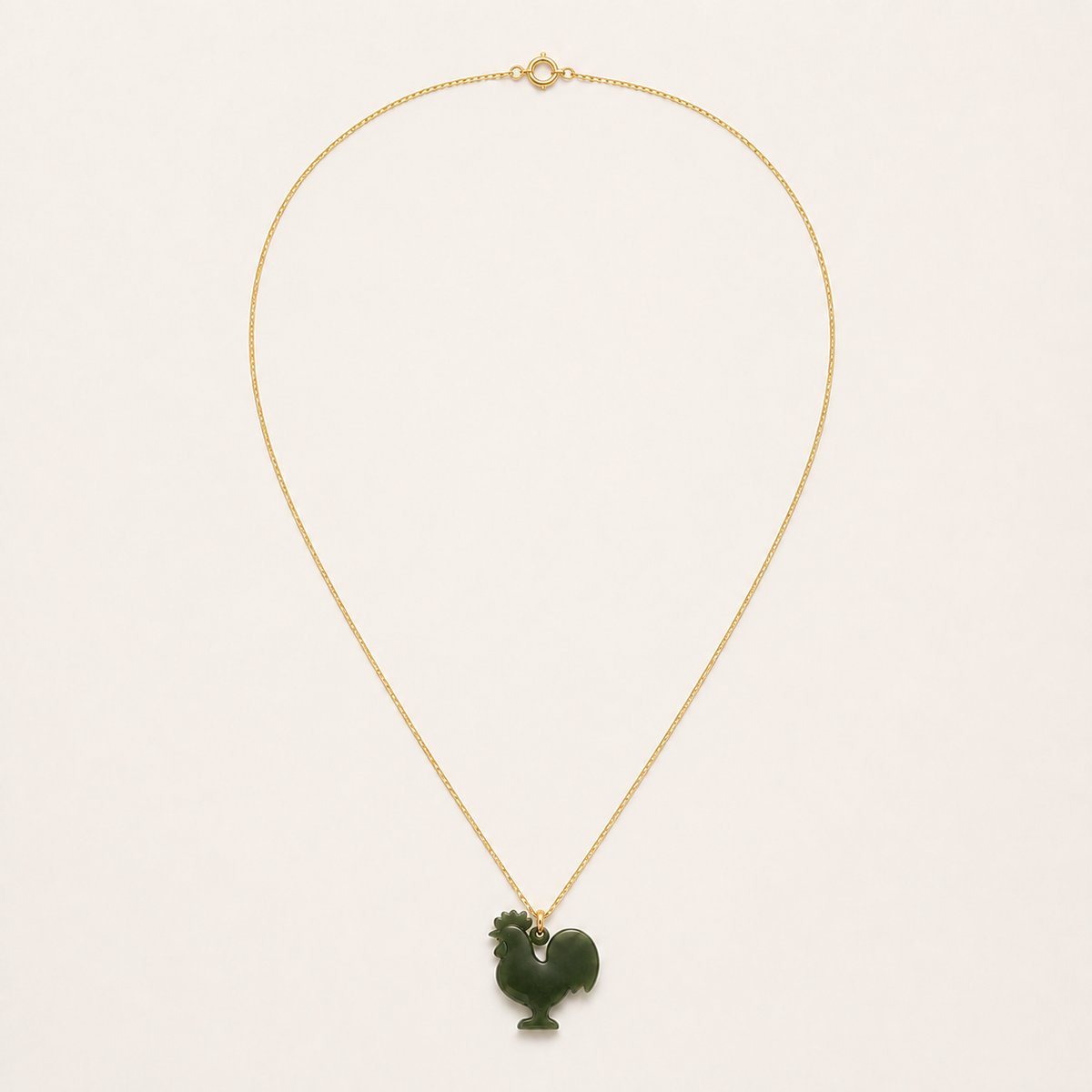 Rooster Jade Pendant Necklace