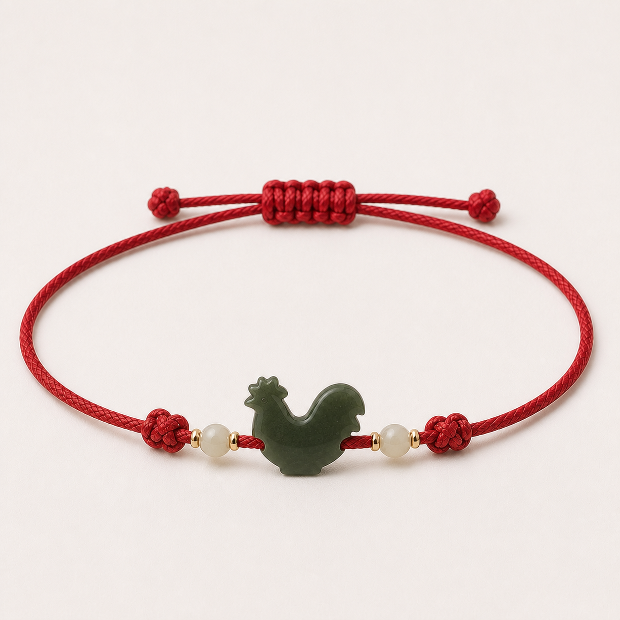 Rooster Jade Red Cord Bracelet | 雞生肖玉石紅繩手鏈