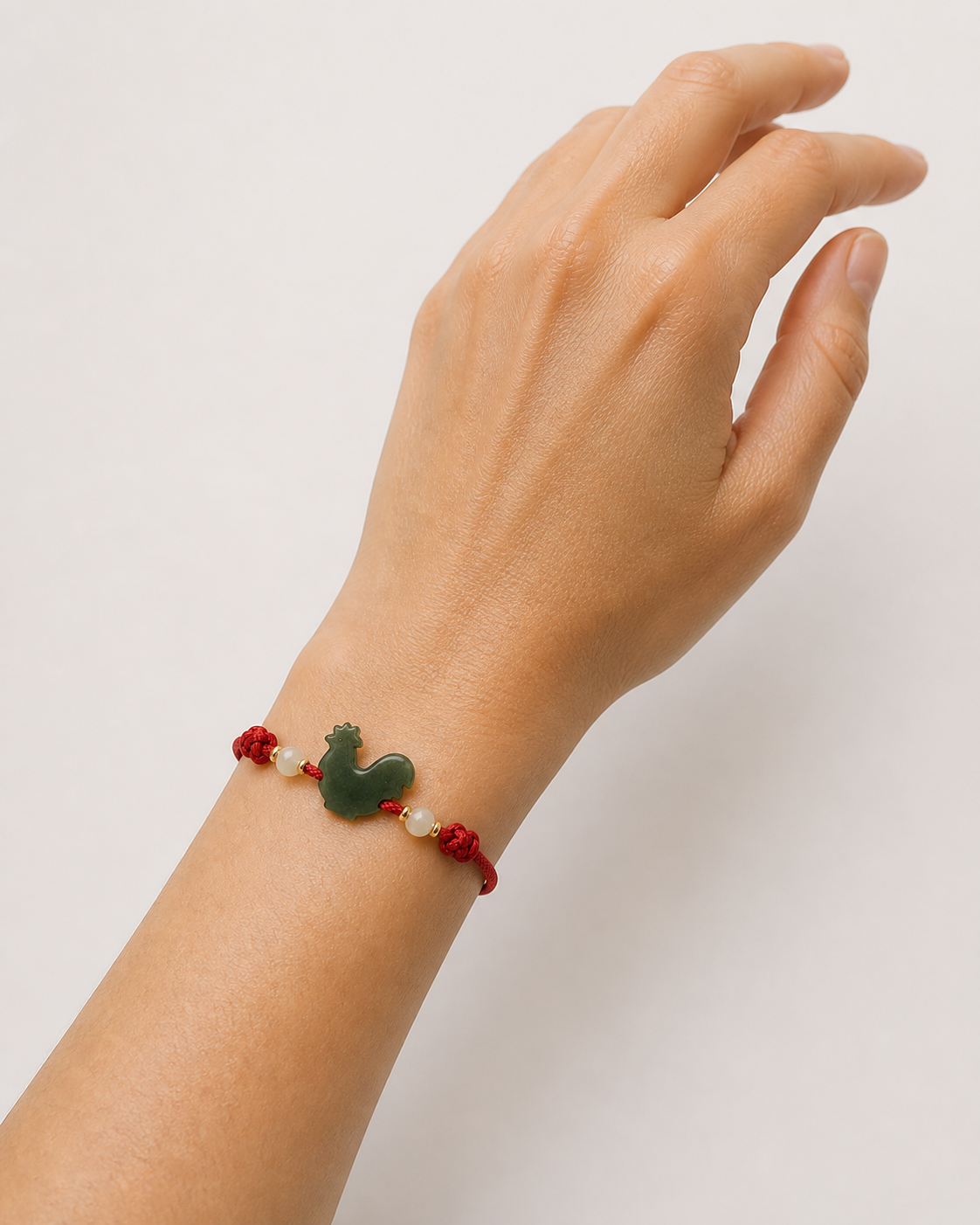 Rooster Jade Red Cord Bracelet | 雞生肖玉石紅繩手鏈