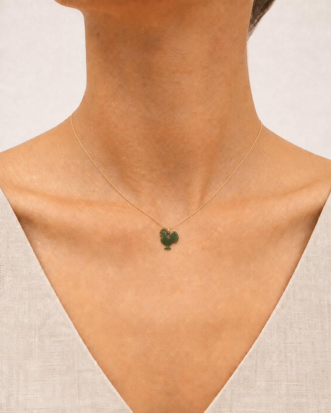 Rooster Jade Pendant Necklace