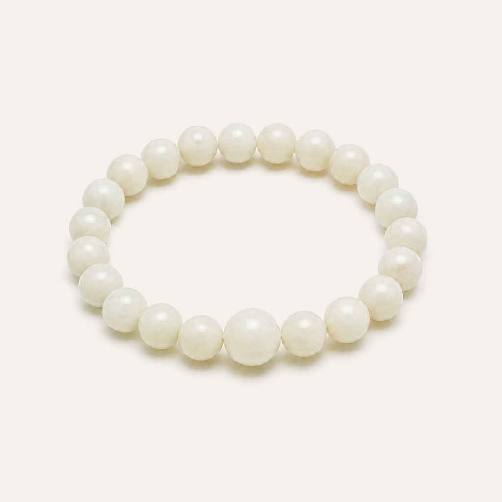 Creamy White Jade Focal Bead Bracelet
