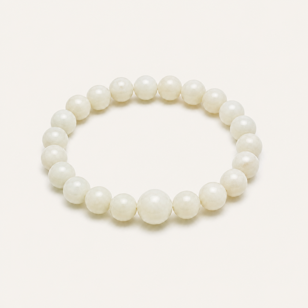 Creamy White Jade Focal Bead Bracelet | 奶白玉圆珠手链