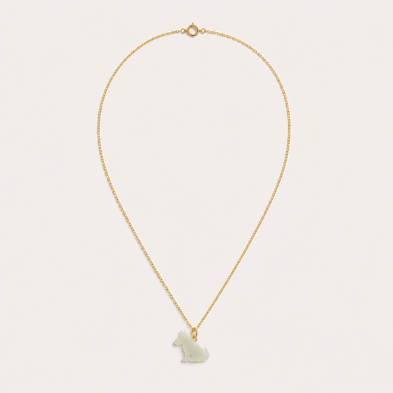 Dog Jade Pendant Necklace | 狗生肖玉石吊墜項鏈