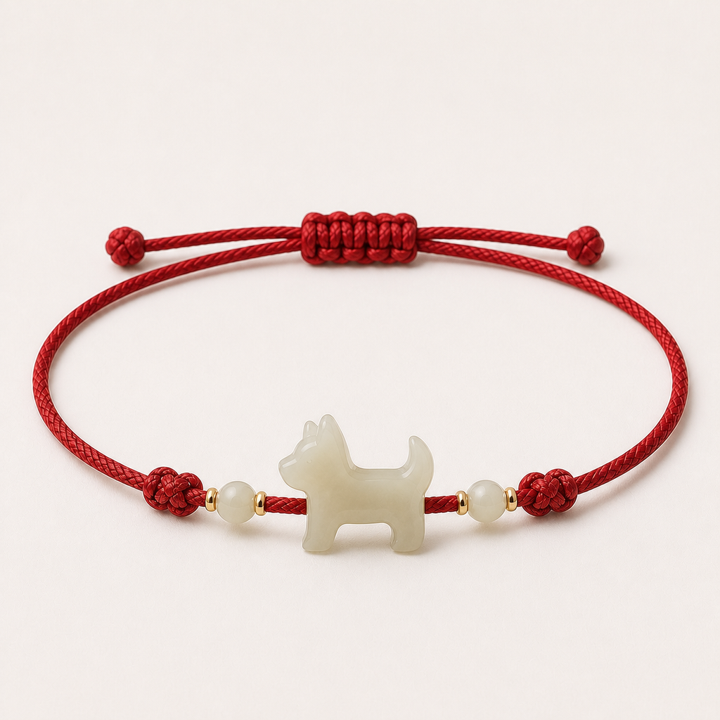 Dog Jade Red Cord Bracelet | 狗生肖玉石紅繩手鏈