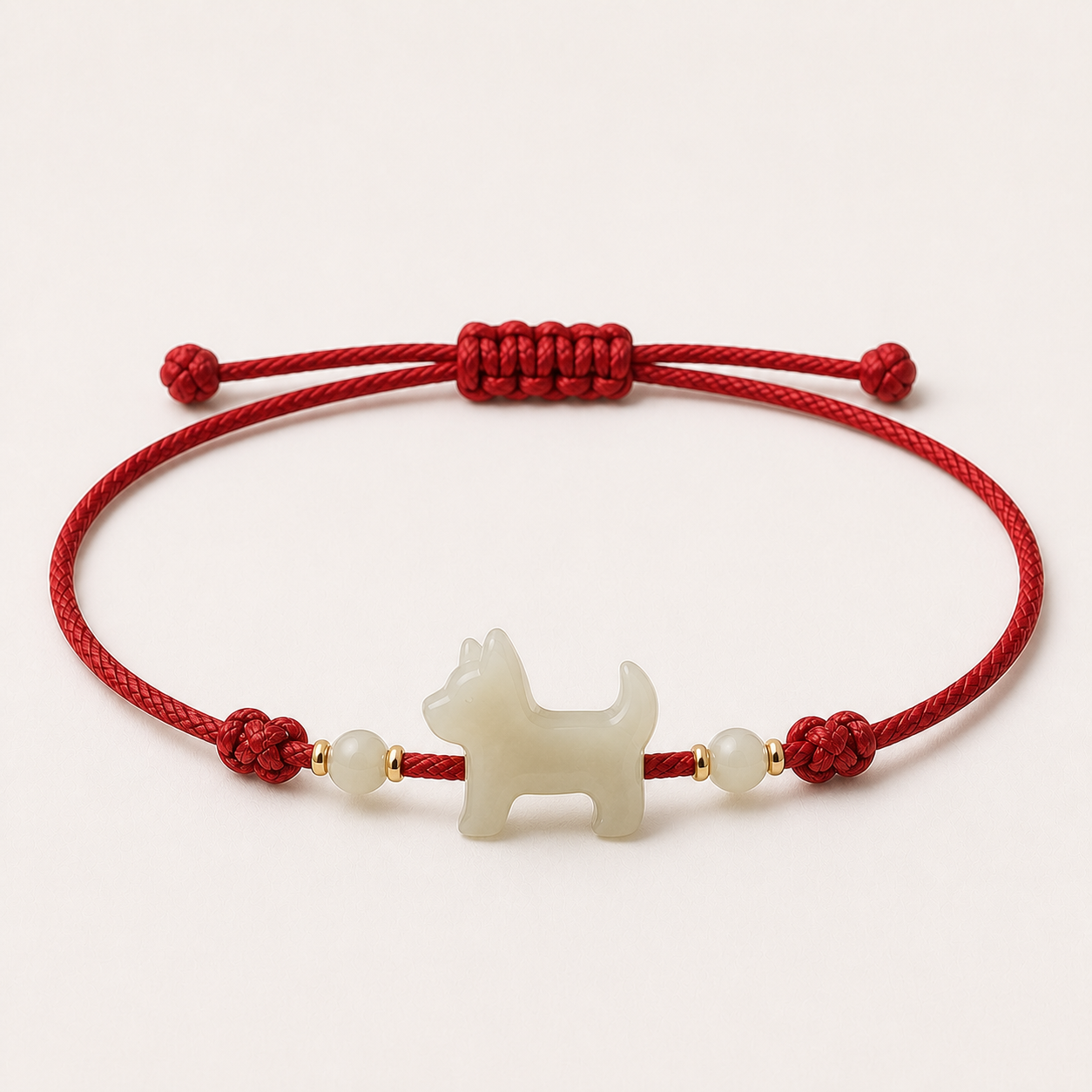 Dog Jade Red Cord Bracelet | 狗生肖玉石紅繩手鏈