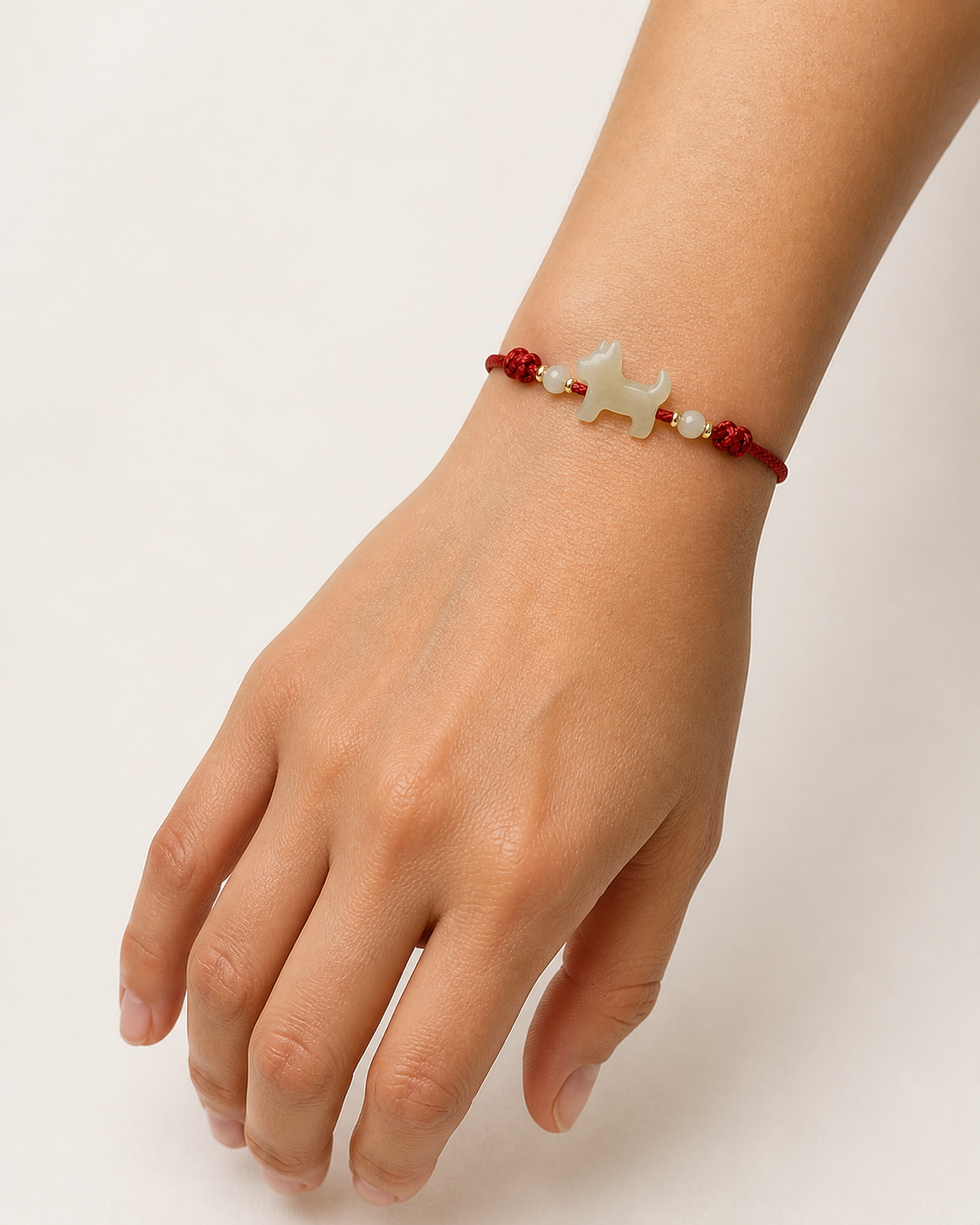 Dog Jade Red Cord Bracelet | 狗生肖玉石紅繩手鏈