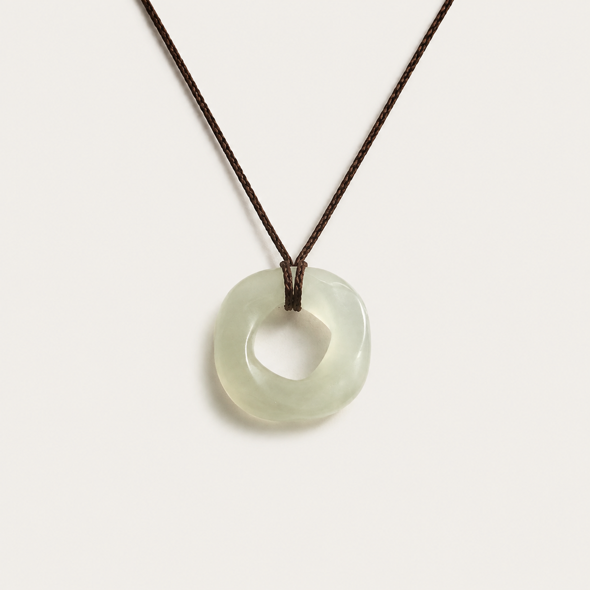 Organic Celadon Jade Ring Cord Necklace