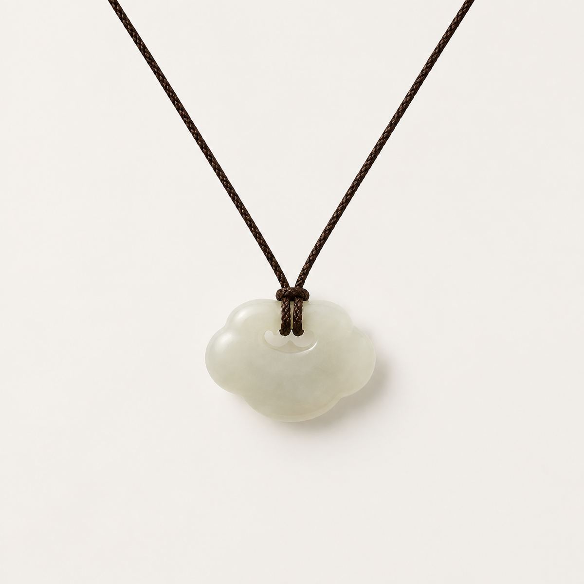 White Jade Cloud Window Cord Necklace