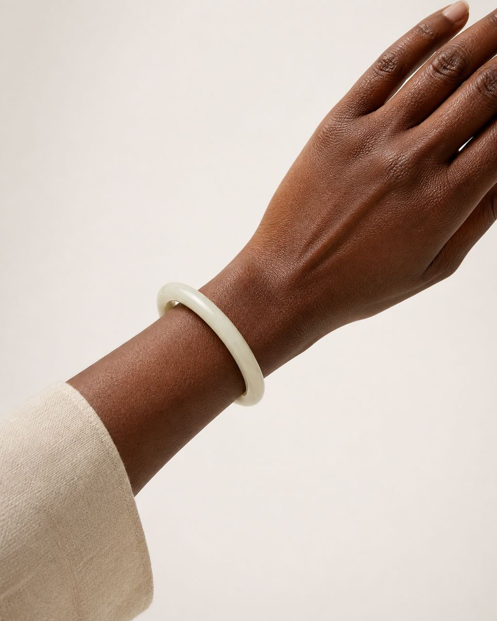 Creamy White Jade Thin Bangle