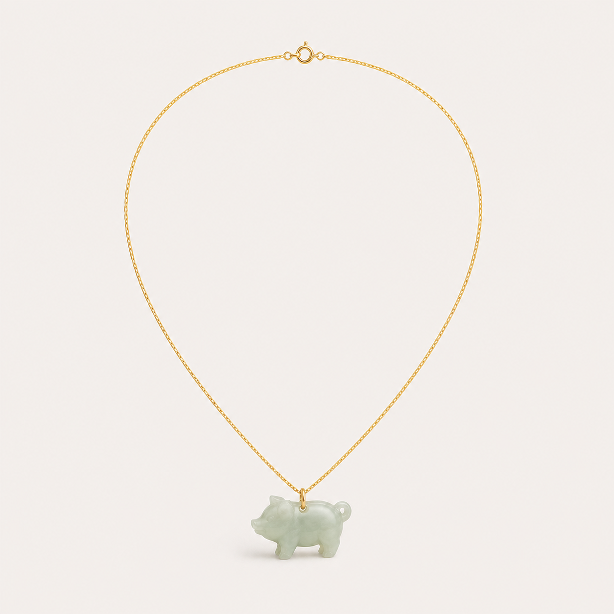 Pig Jade Pendant Necklace | 豬生肖玉石吊墜項鏈