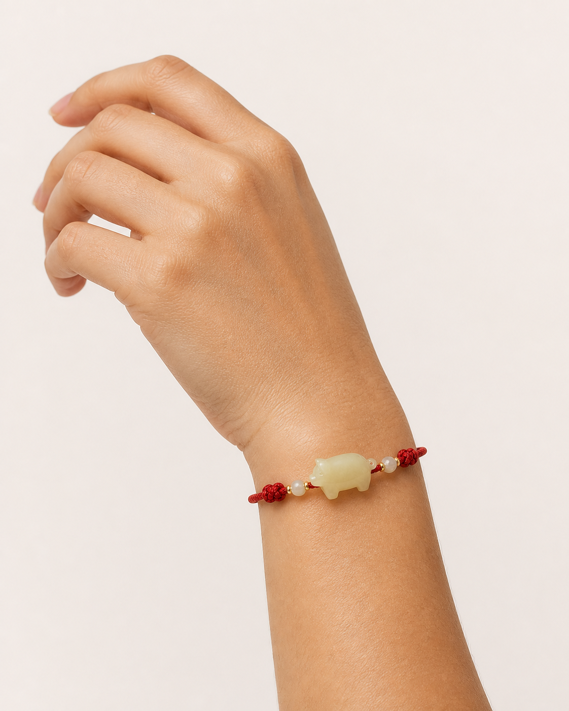 Pig Jade Red Cord Bracelet | 豬生肖玉石紅繩手鏈