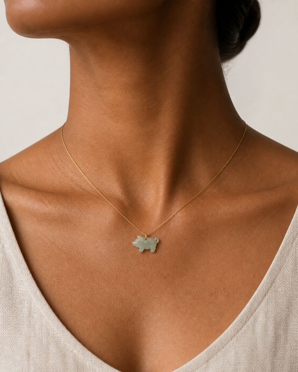 Pig Jade Pendant Necklace