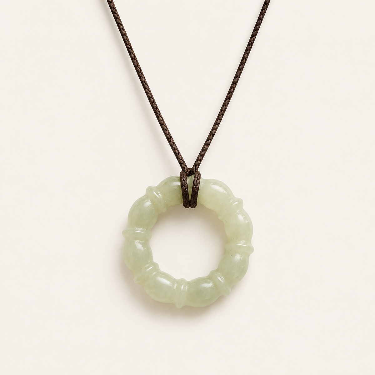 Celadon Jade Bamboo Wreath Cord Necklace