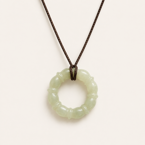 Celadon Jade Bamboo Wreath Cord Necklace