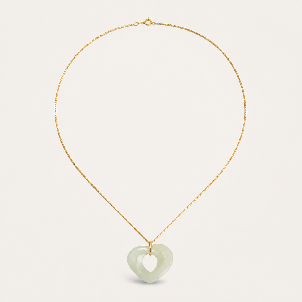 Mobius Heart Celadon Jade Necklace