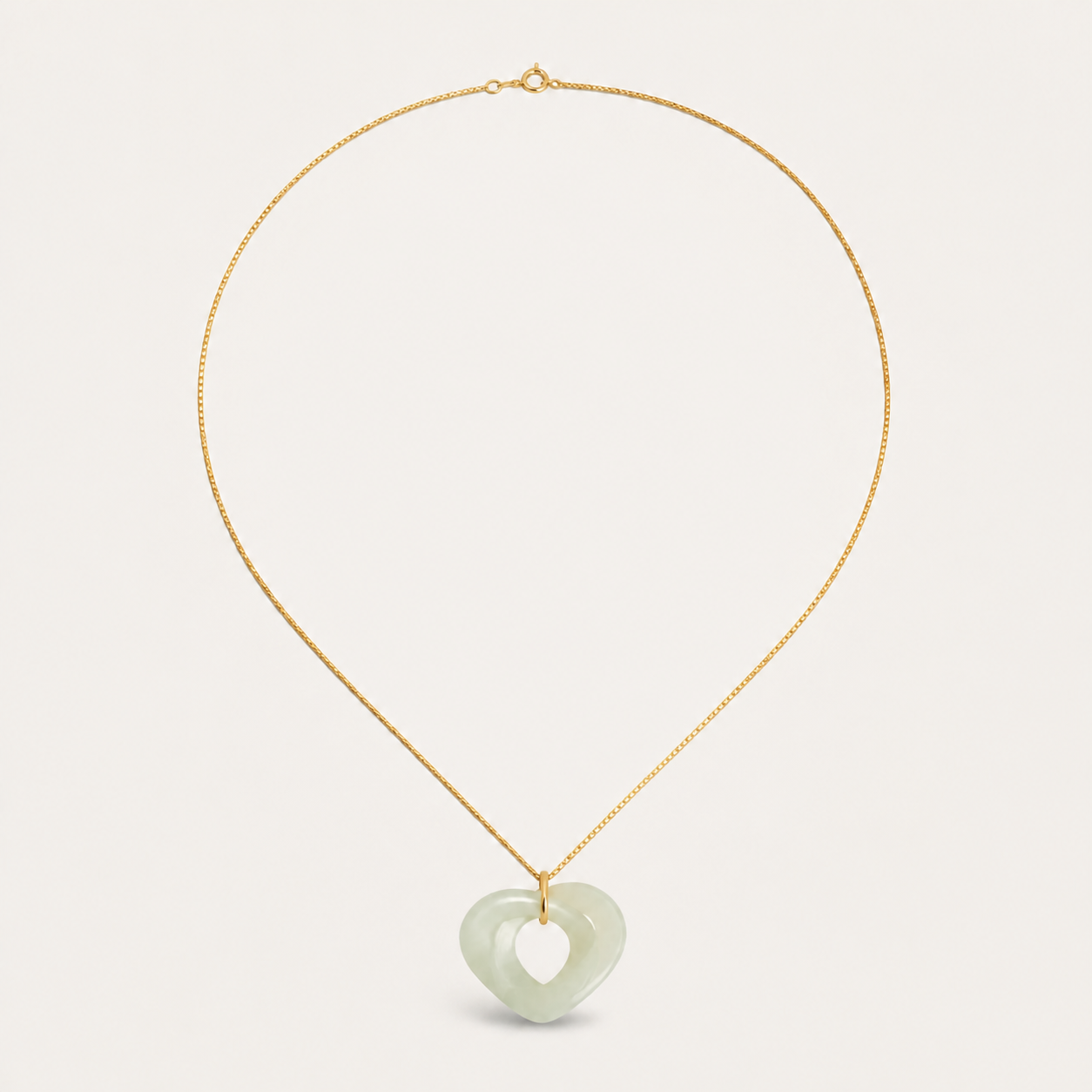 Mobius Heart Celadon Jade Necklace | 莫比乌斯爱心青白玉项链